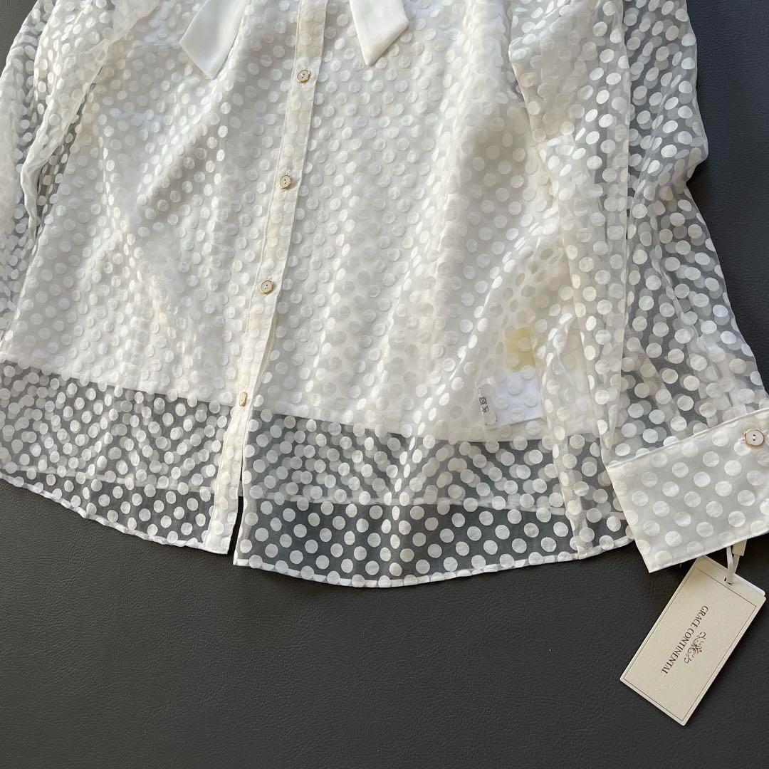 未使用✨25SS GRACE CONTINENTALドットオパールタイ付ブラウス