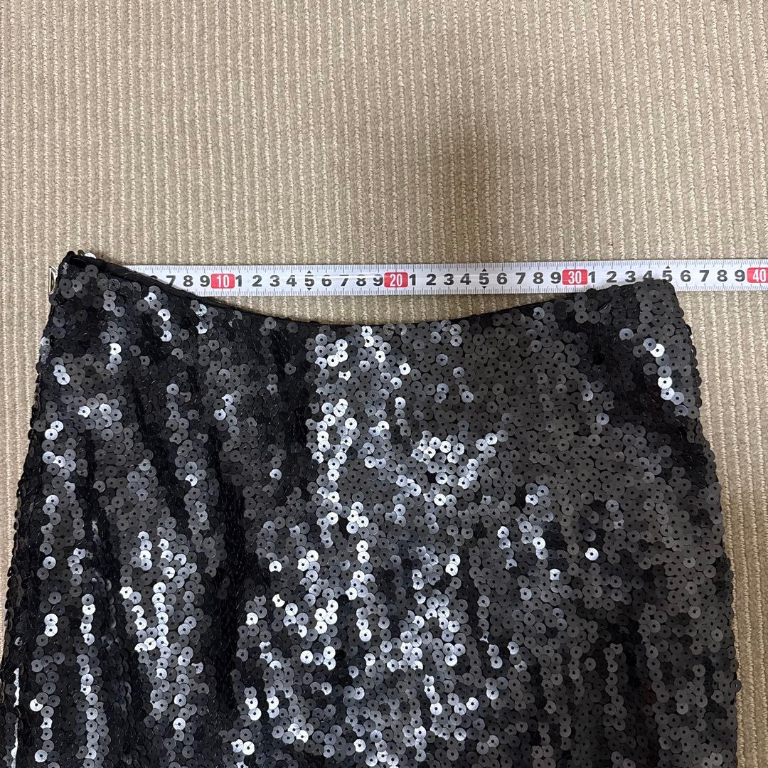 Chanel スパンコール 黒 ミニスカート