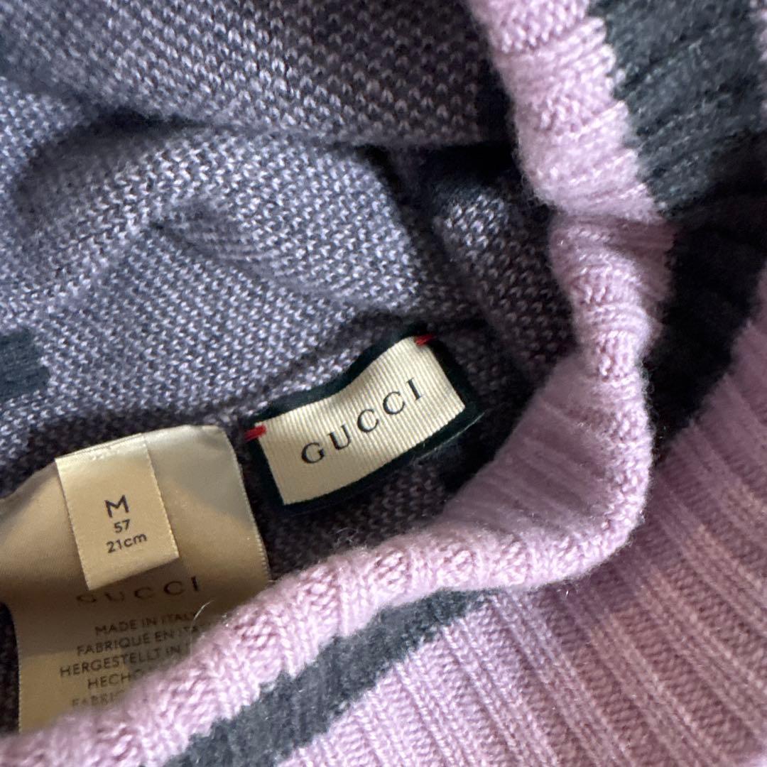 極美品！国内完売 GUCCI グッチ カシミアジャガードニット 帽子M