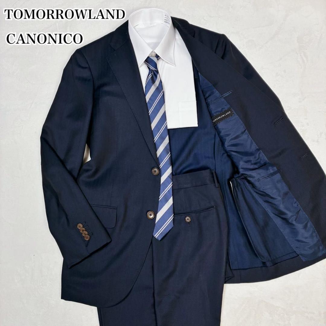 トゥモローランド スーツ セットアップ ストライプ カノニコ モヘヤ混 紺