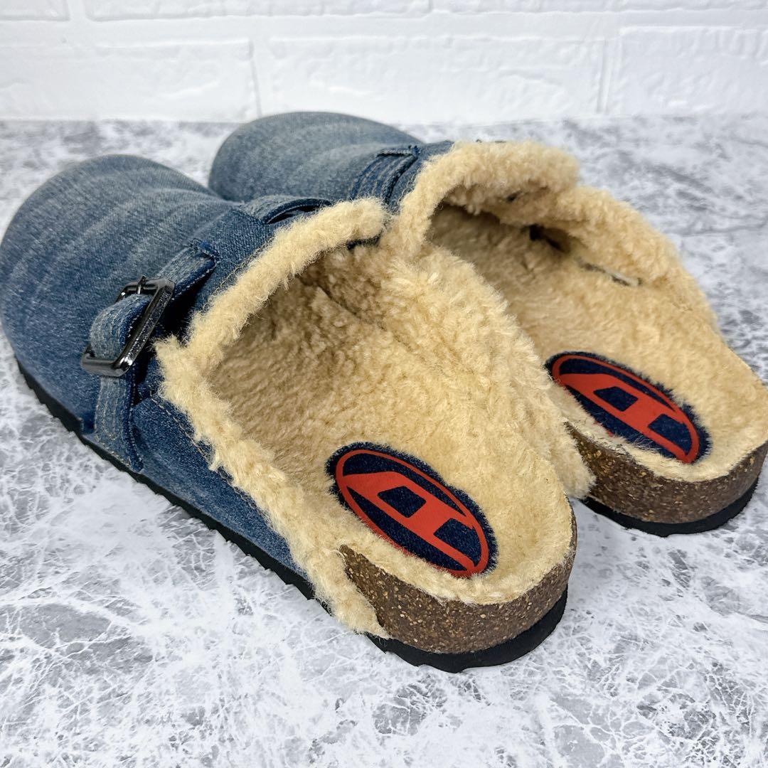 【極美品】DIESEL サンダル クロッグ デニム ボア ワンポイント