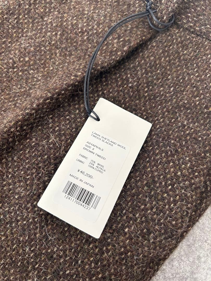 パンツ Auralee LAMA SHETLAND WOOL TWEED SLACKS