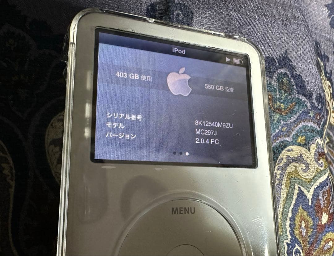 iPod classic 6.5世代白 MC297J SSD1TB