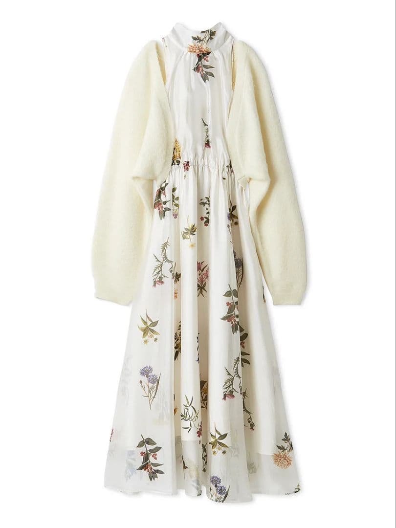 彩 Sustainable フラワーモチーフワンピース × ボレロ セット