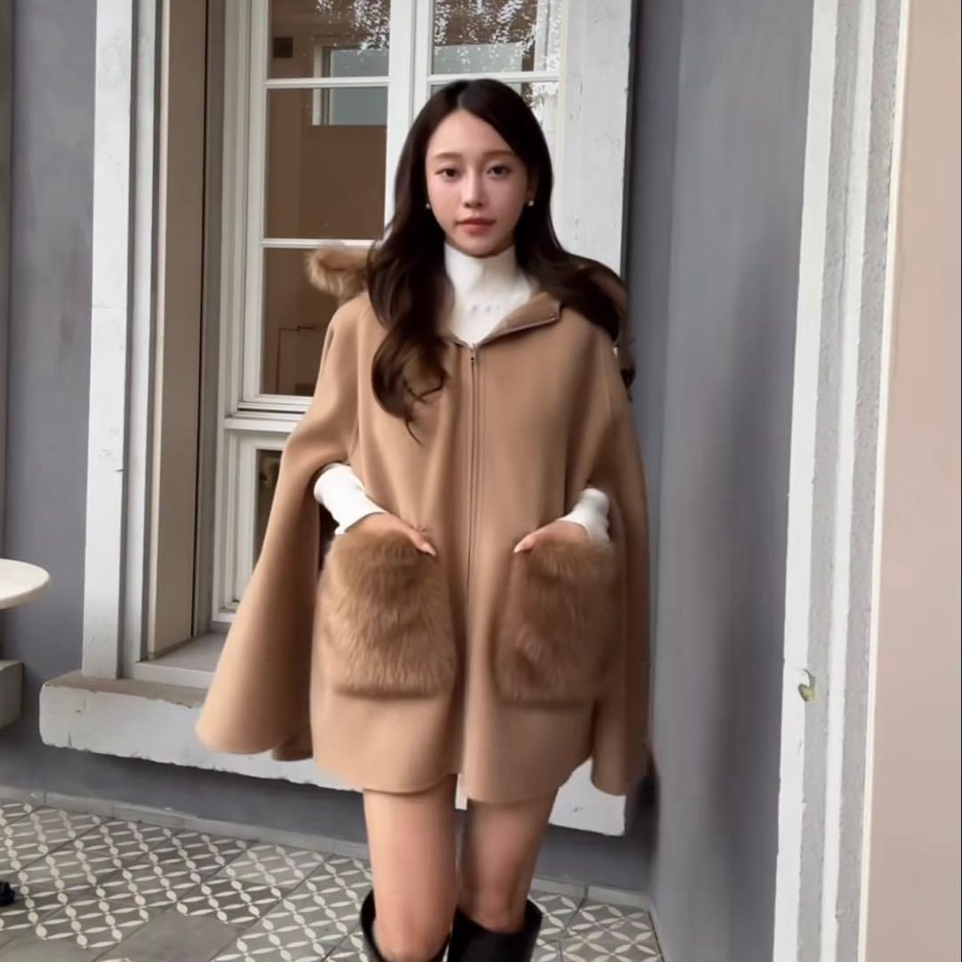 eimyistoire ファーポケットマントコート ブラウン