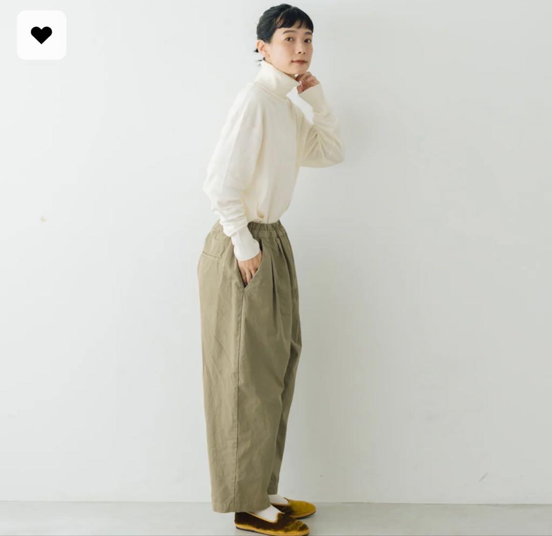 「くらすことの生活日常着」オーガニックパンツ　カーキL kurasukoto