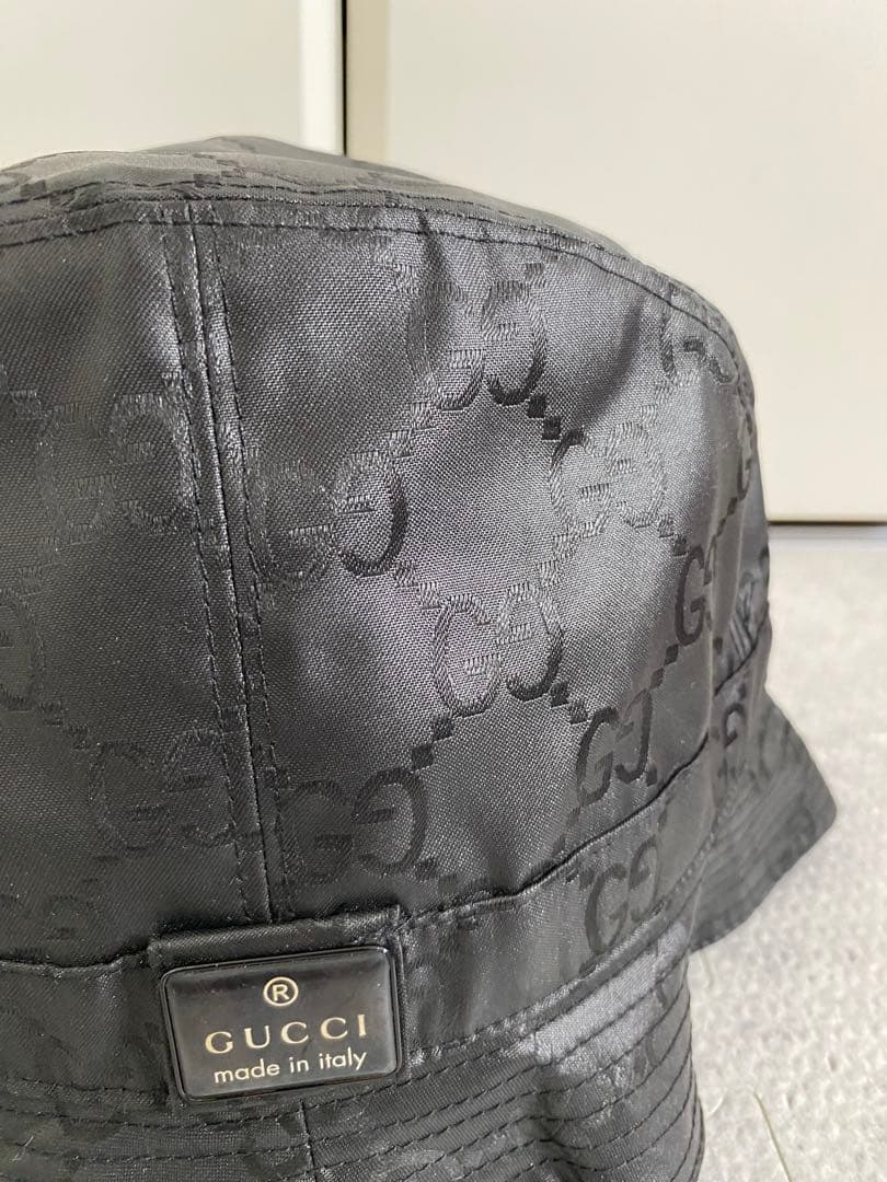ヴィンテージ　GUCCI GGブラック バケットハット