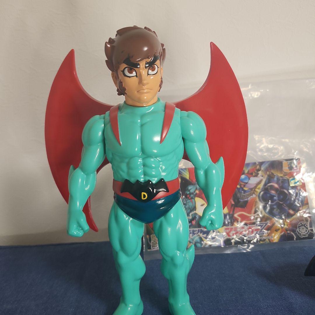 墓場の画廊　デビルマン　マスク　面取れ　ソフビ　グリーン　一部塗装剥がれ