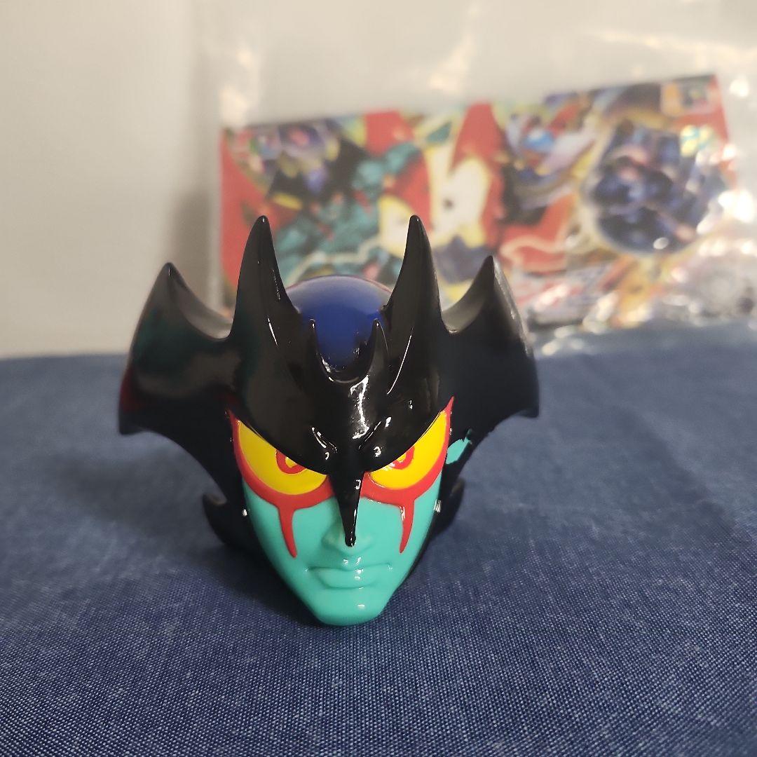 墓場の画廊　デビルマン　マスク　面取れ　ソフビ　グリーン　一部塗装剥がれ