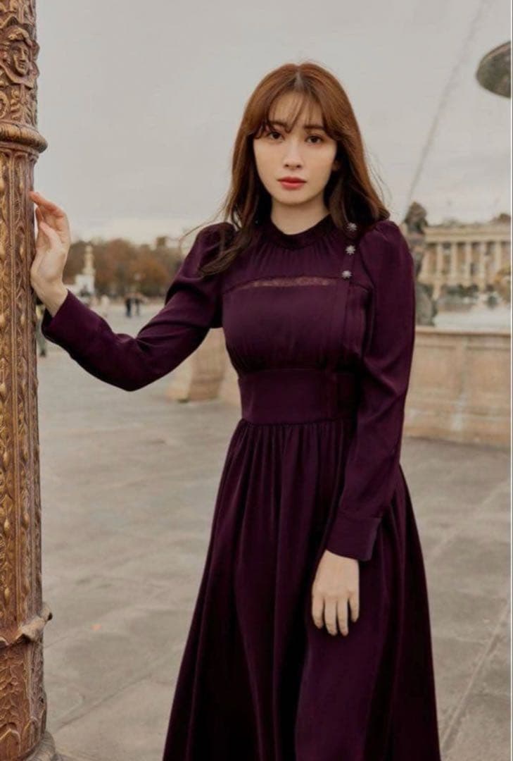 Herlipto マドモアゼルバックリボンドレス ガーネット