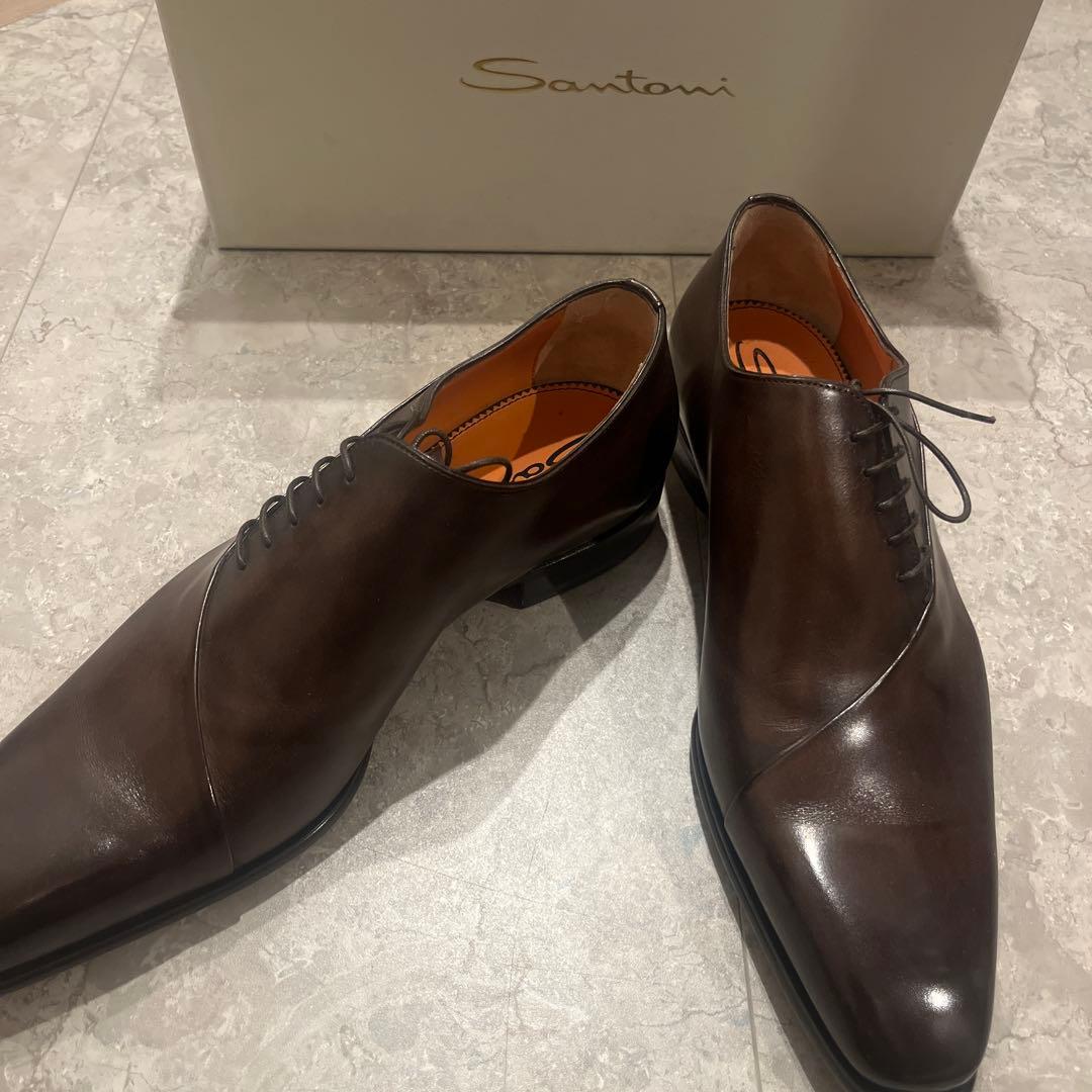 【新品未使用】Santoni ダークブラウン ビジネスシューズ　サイズ8