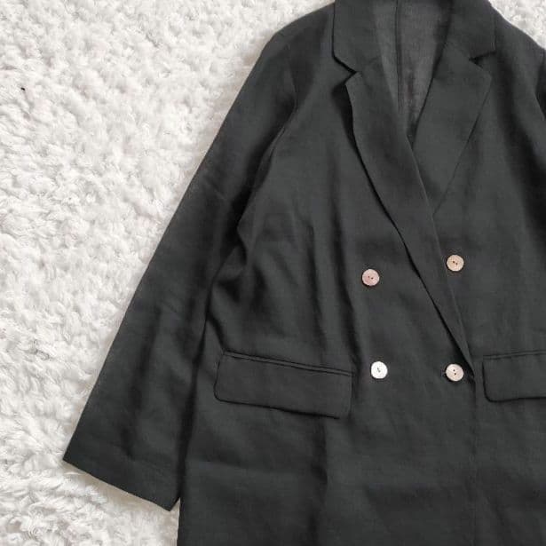 ラウンジドレス【洗える】リネンライクシアージャケット ブラック