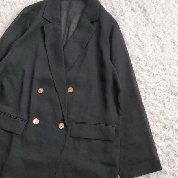 ラウンジドレス【洗える】リネンライクシアージャケット ブラック