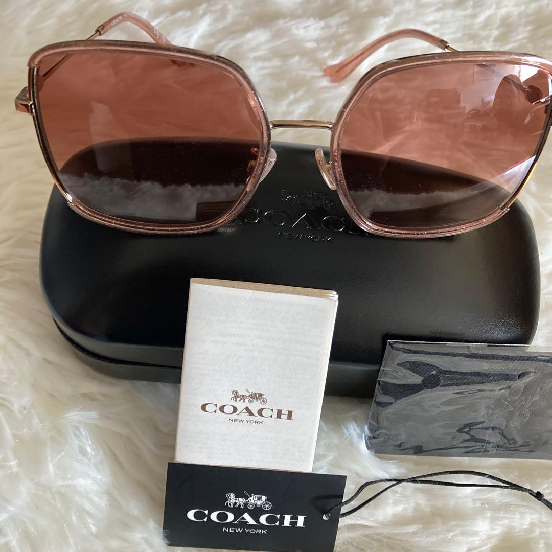 新品未使用 コーチ COACH ブラウン スクエアサングラス メガネケース 付き