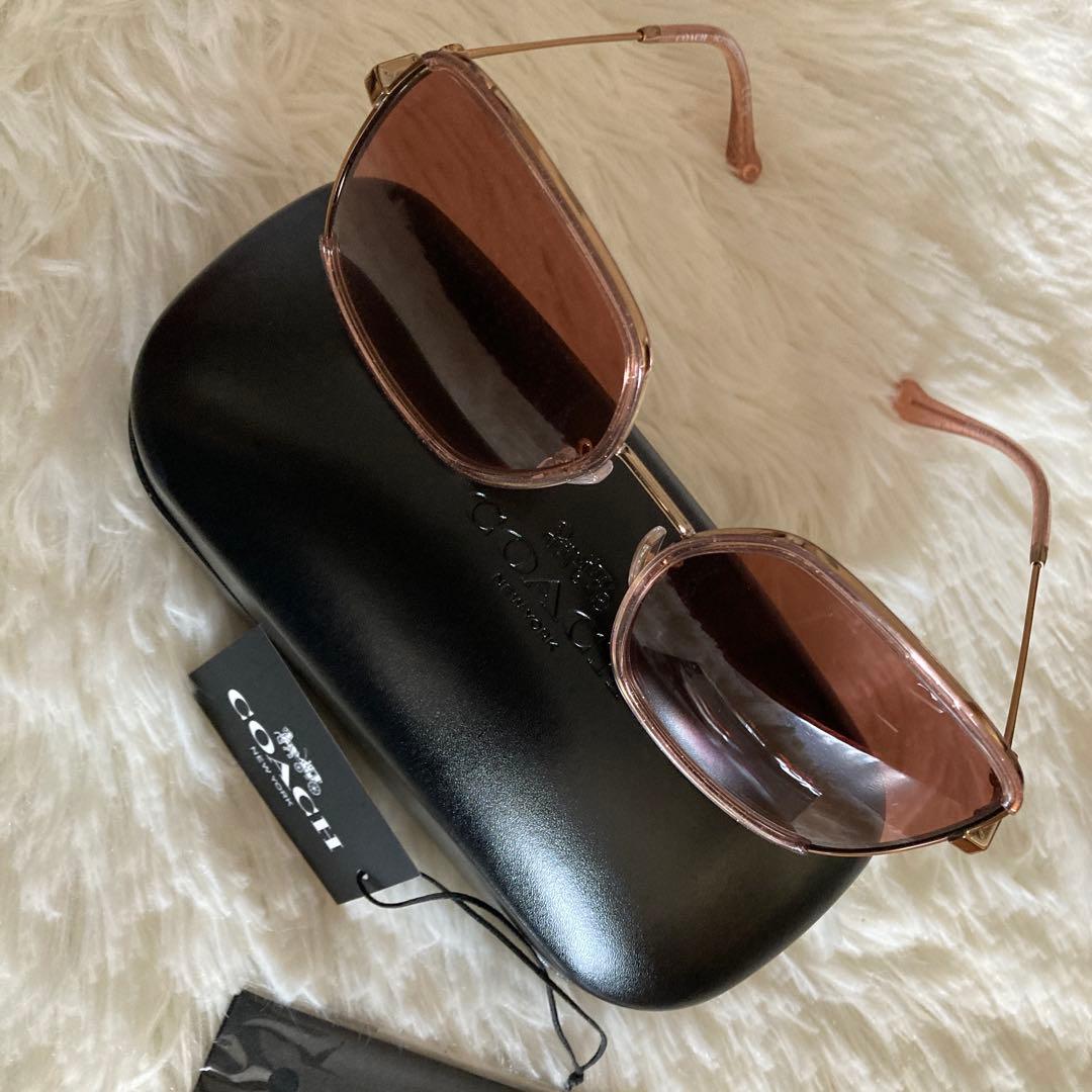 新品未使用 コーチ COACH ブラウン スクエアサングラス メガネケース 付き