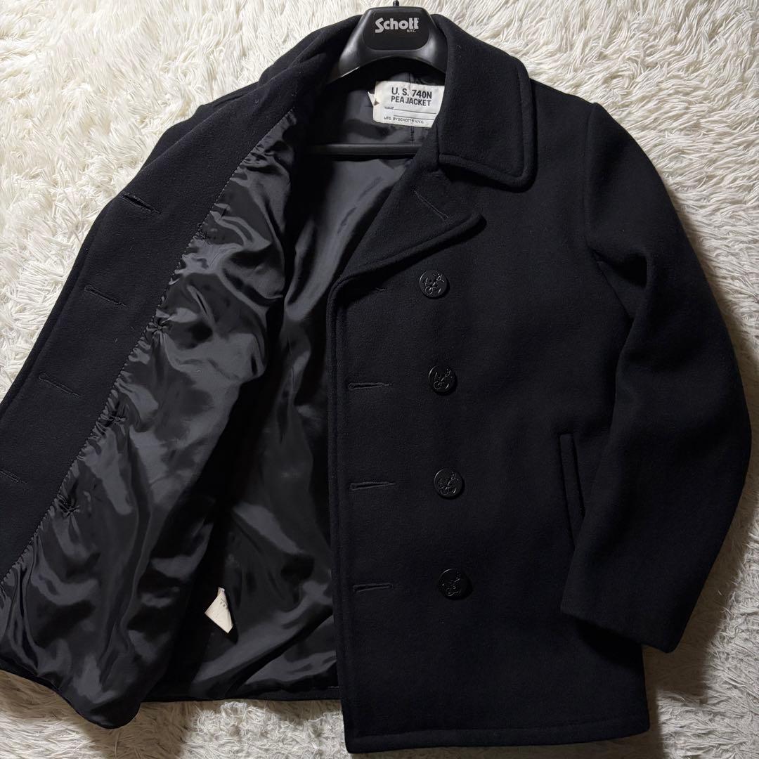 美品■schott ピーコート　753US ネイビー USA製　40