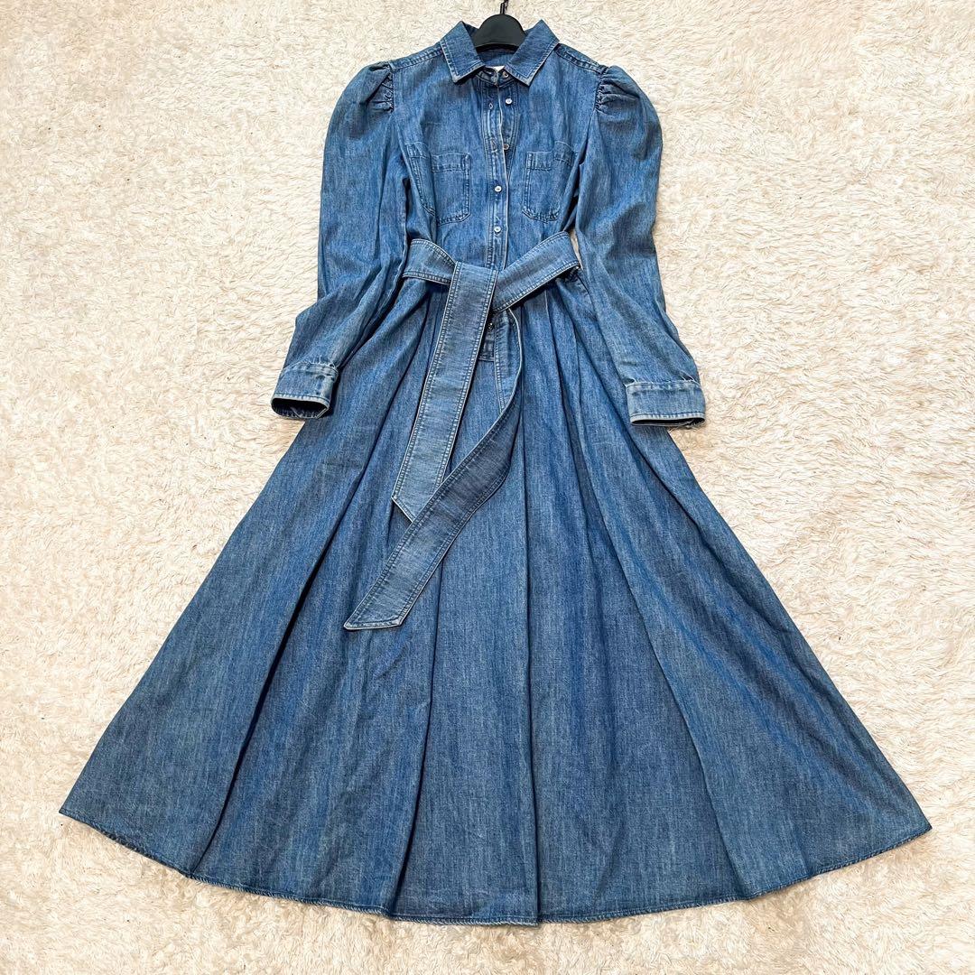 マックスマーラ LUANA デニムシャツワンピース マキシ丈 ベルト付 40