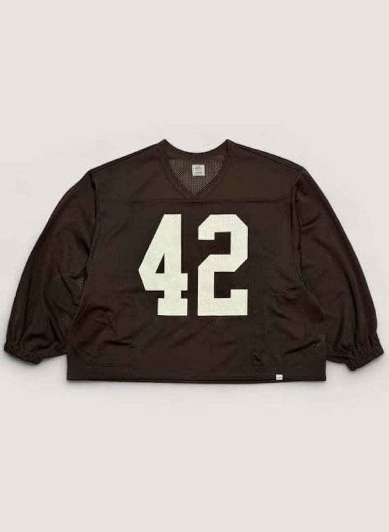 シャツ WOODBLOCK MESH FOOTBALL LS SHIRT BROWN