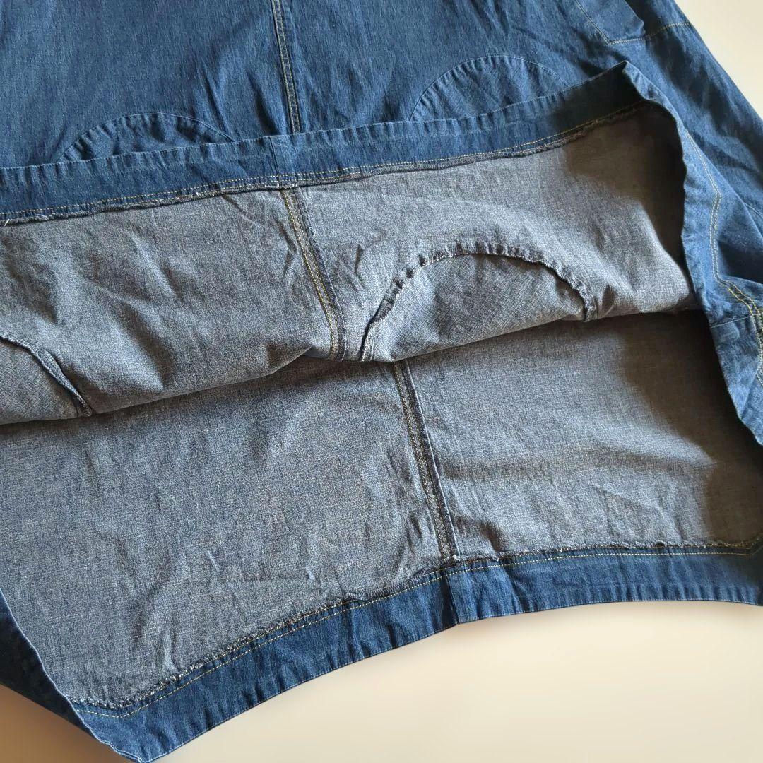 i+mu センソユニコ ロングワンピース インディゴ フレア ゆったり 40