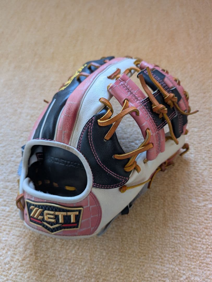 ZETT 軟式用グローブ ホワイト/ピンク/ブラック