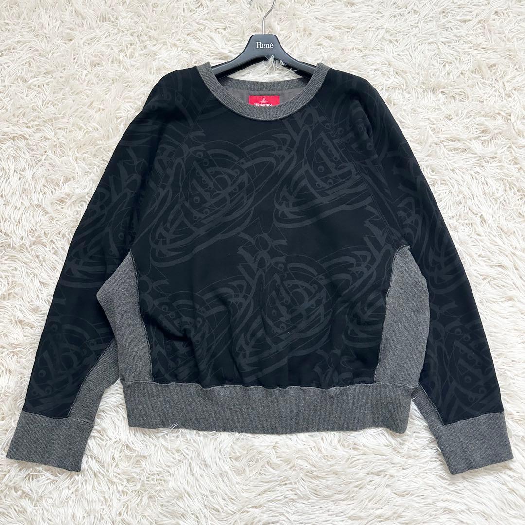 ヴィヴィアンウエストウッド オーブ総柄 スエット ドルマンスリーブ 黒 XS