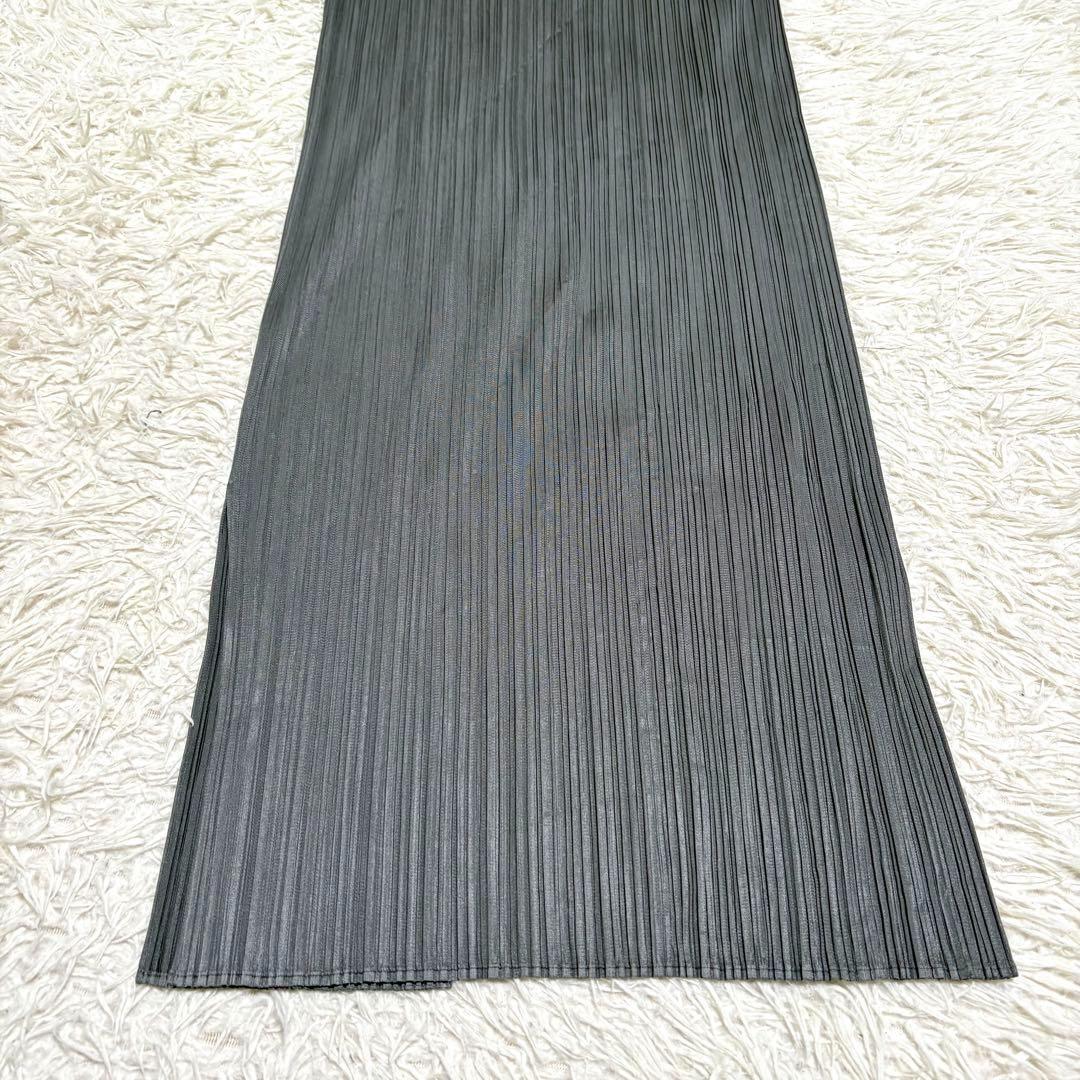 美品✨ プリーツプリーズ ノースリーブ ロングカーディガン ジレ グレー 2
