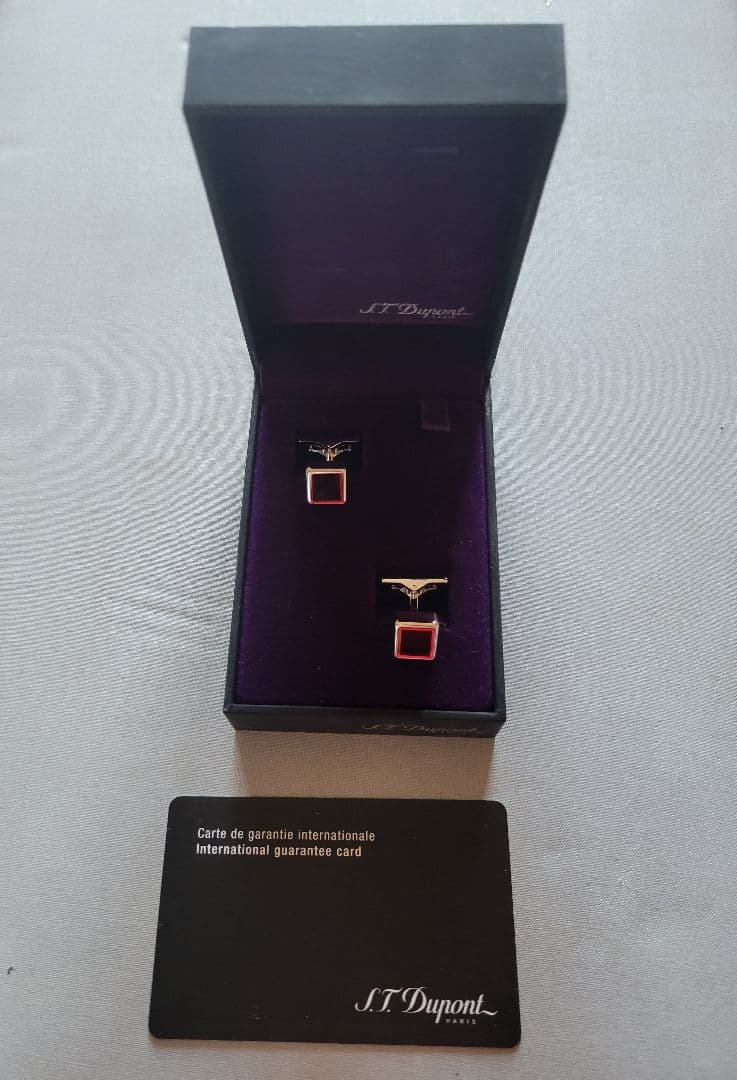 S.T. Dupont シルバー ブラック カフス カフリンクス