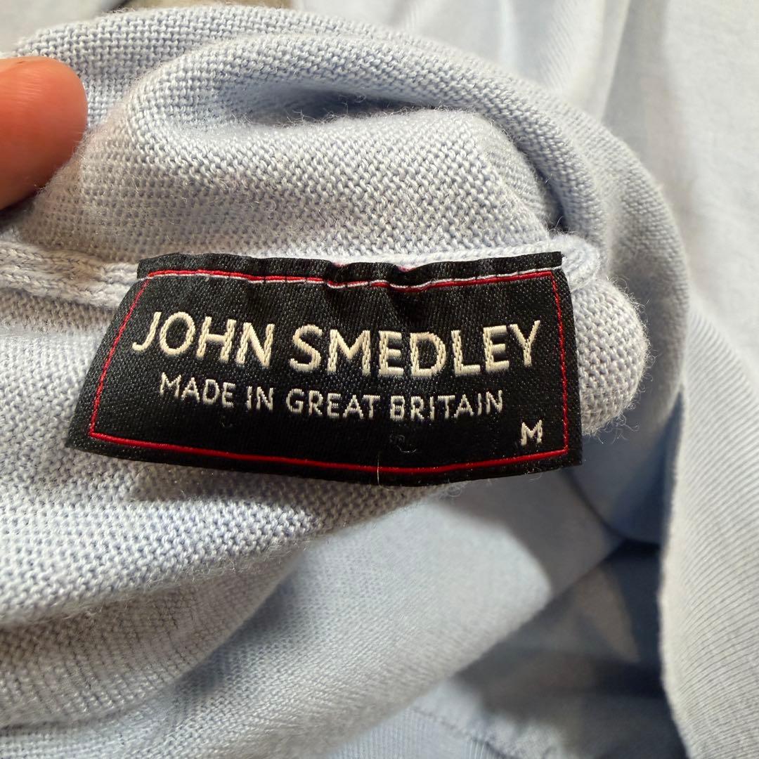 ジョンスメドレー　タートルネック　ニット　Mサイズ　ウール　くすみブルー