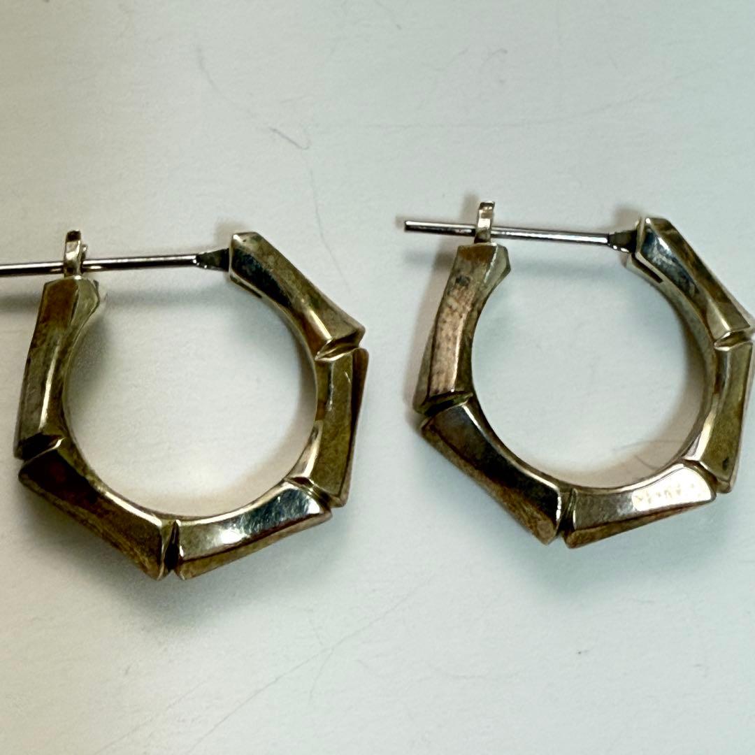 ガルニ　garni シルバー 八角形　フープ　ピアス ロゴ　ボーン　骨　925