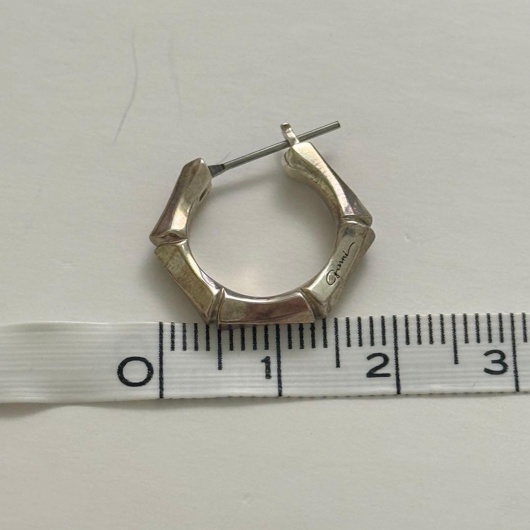 ガルニ　garni シルバー 八角形　フープ　ピアス ロゴ　ボーン　骨　925