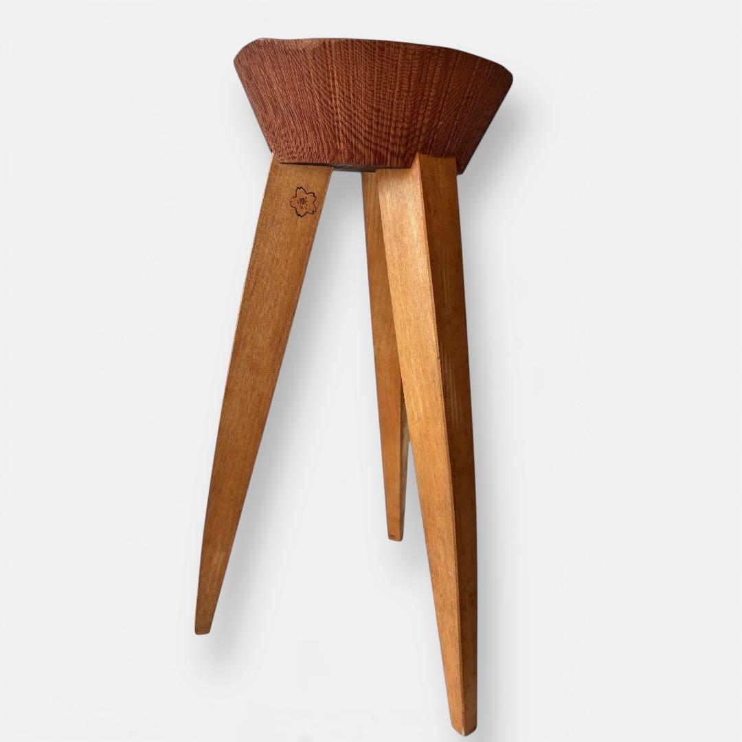 【作家物】無垢材 木製スツール 高さ47cm｜花台・オブジェ台｜木工作家 手仕事