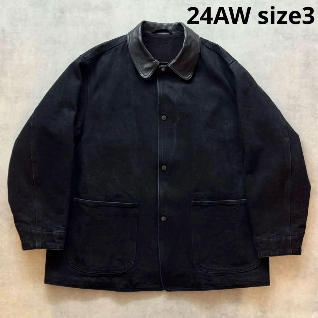 COMOLIコモリ デニム レザー ワークジャケット 24AW size3