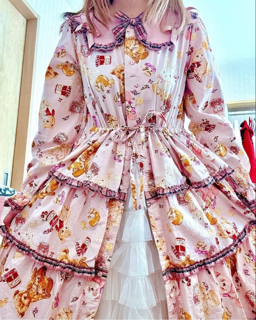 ピンクハウス×青木美沙子 アニマルハッピージャムプリントワンピース