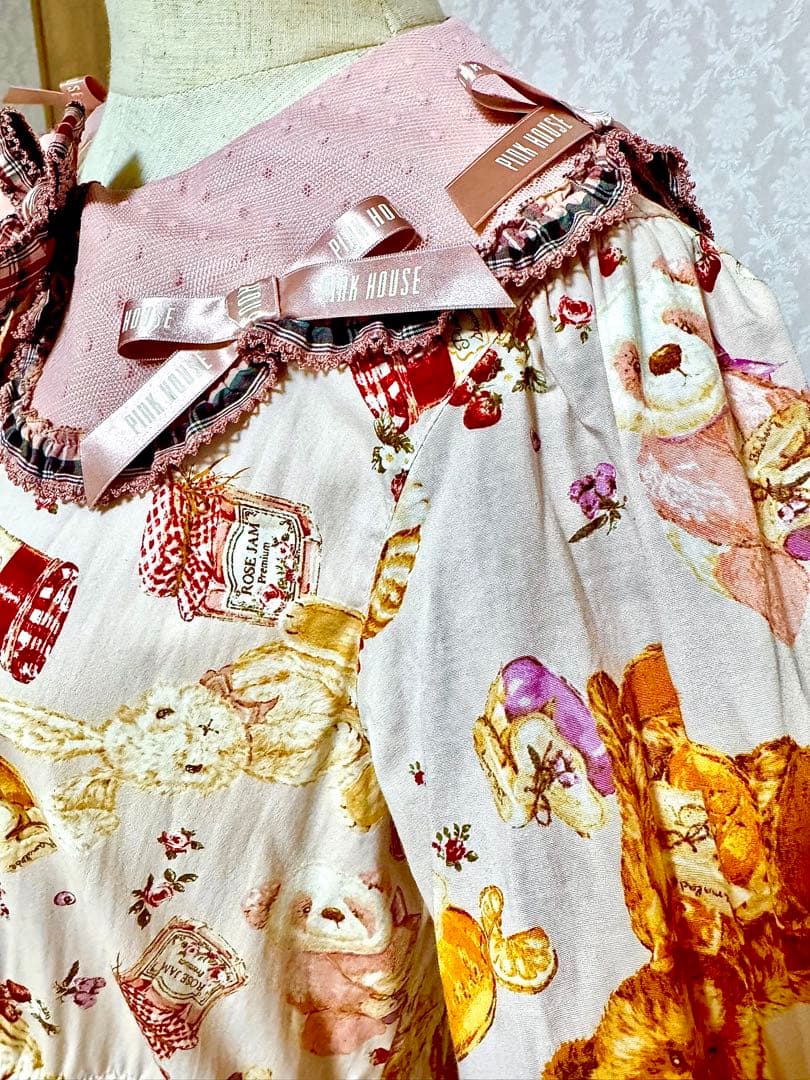 ピンクハウス×青木美沙子 アニマルハッピージャムプリントワンピース