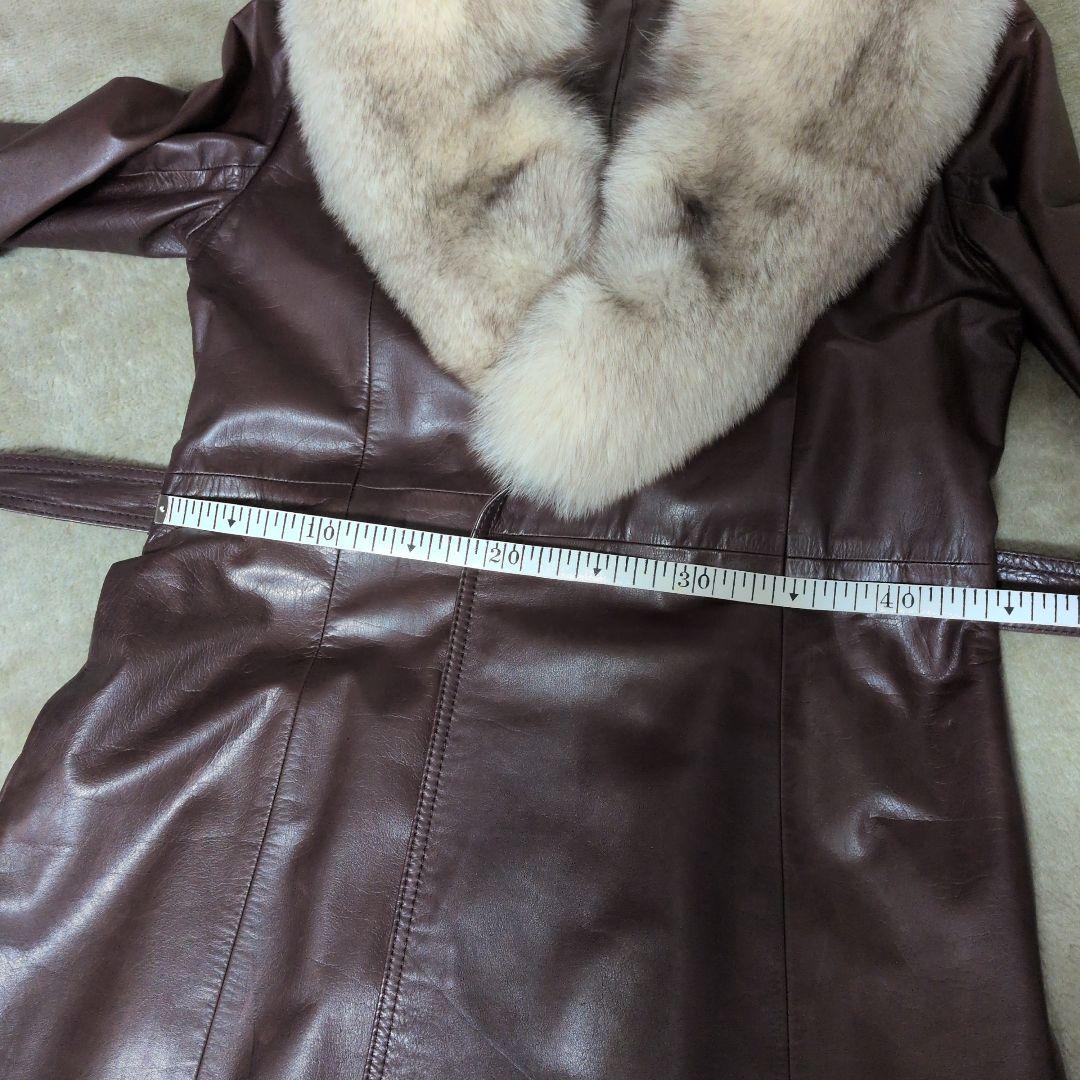 ​最高級Partina パルティナ 牛革 ロングレザーコート ファー付 Aライン