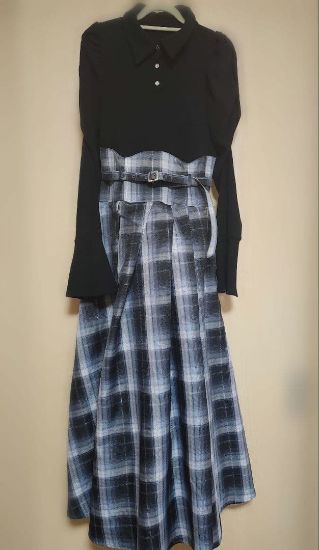 dazzlin　シャツカラーコルセットタックワンピース　S