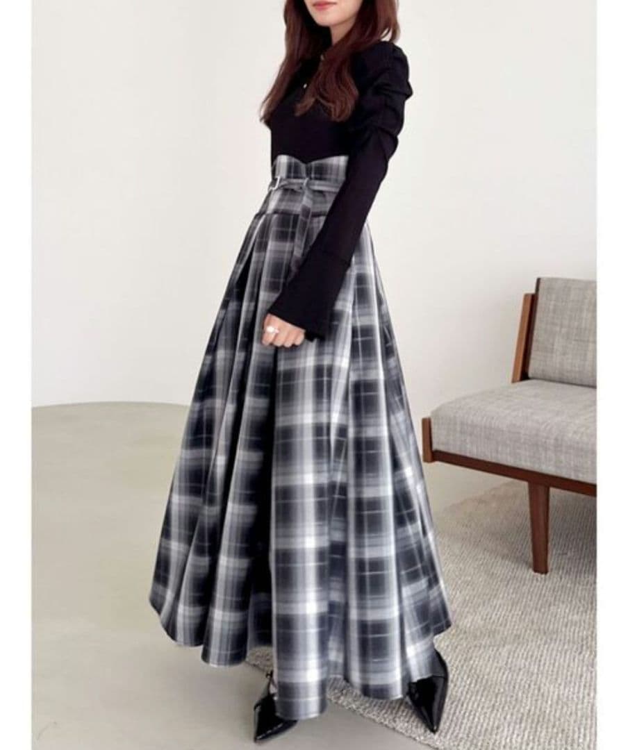 dazzlin　シャツカラーコルセットタックワンピース　S