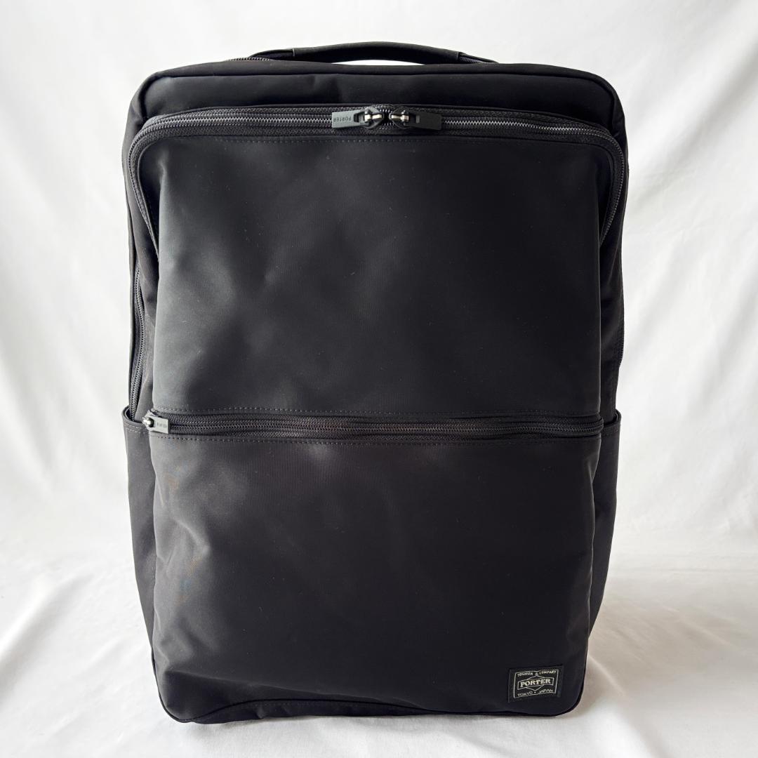 超美品 ポーター タイム スクエアリュック ビジネス 2層 上品 ブラック