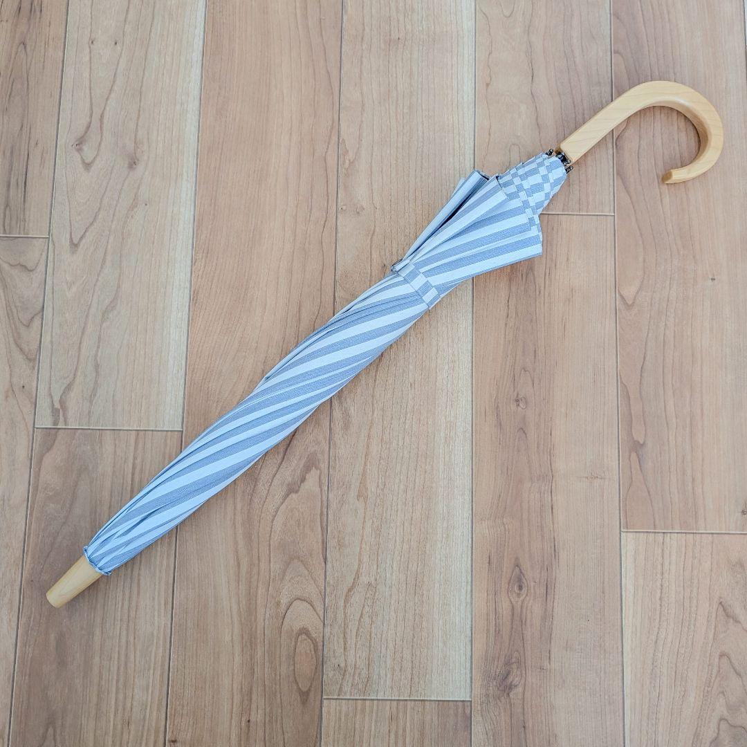 サンバリア100 長傘 Sサイズ ストライプ ブルー ショート 日傘