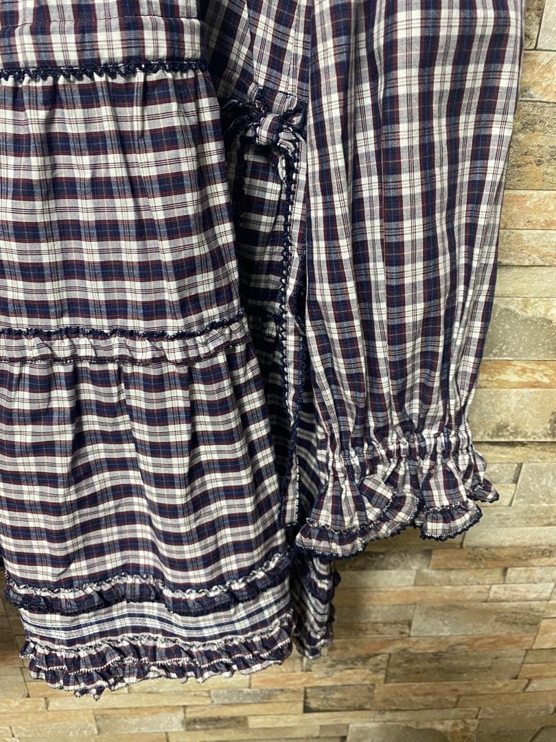 ピンクハウス ネイビーとホワイトのギンガムチェック　チュニック