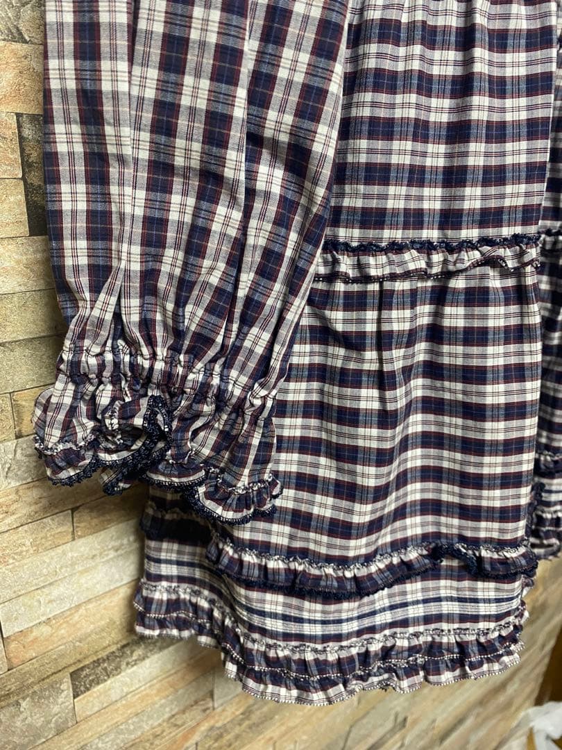 ピンクハウス ネイビーとホワイトのギンガムチェック　チュニック