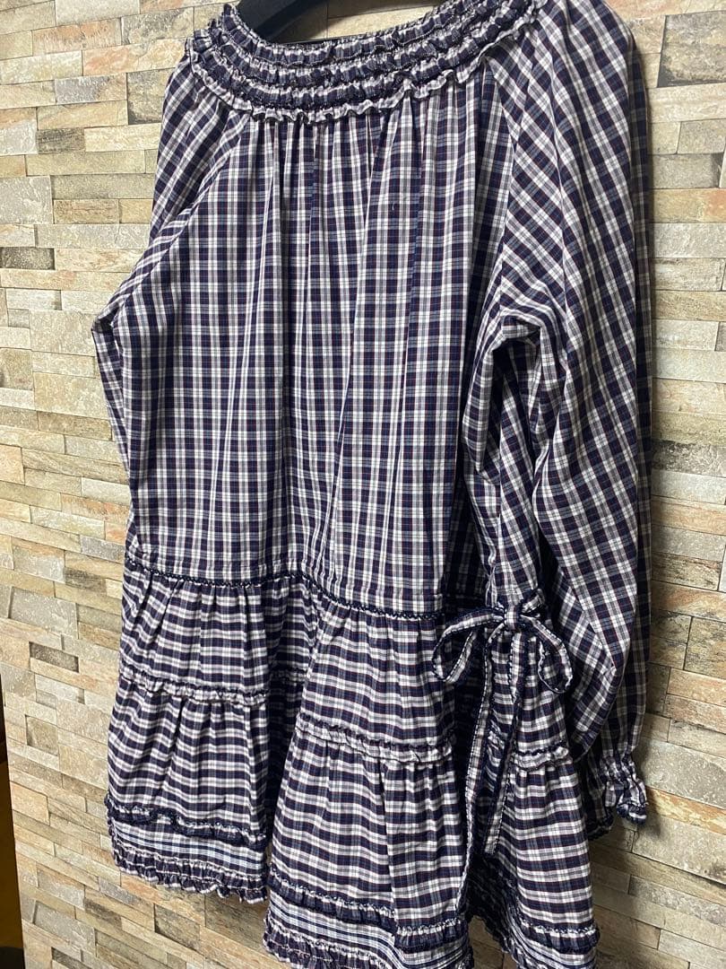 ピンクハウス ネイビーとホワイトのギンガムチェック　チュニック