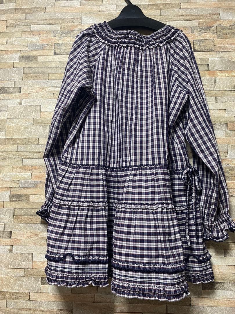 ピンクハウス ネイビーとホワイトのギンガムチェック　チュニック