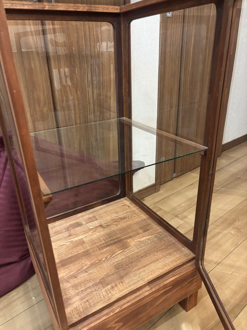 リメイク品　アンティークガラスケース　2段飾り棚