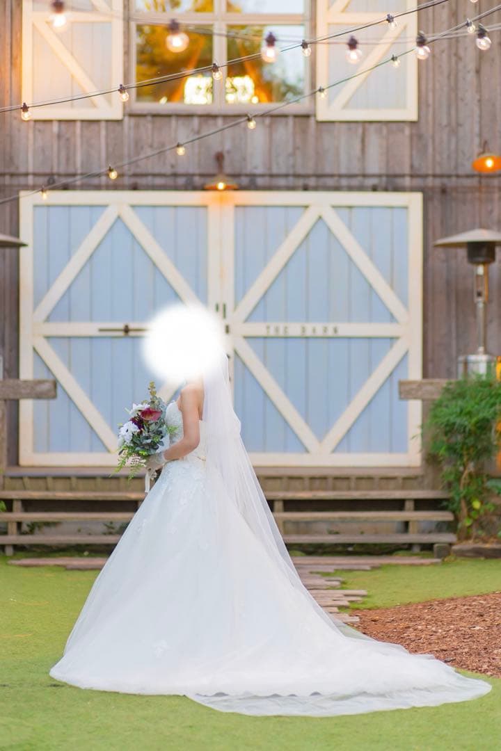 Aラインウェディングドレス 7-11号 キラキラ×チュール オフショル付属可能