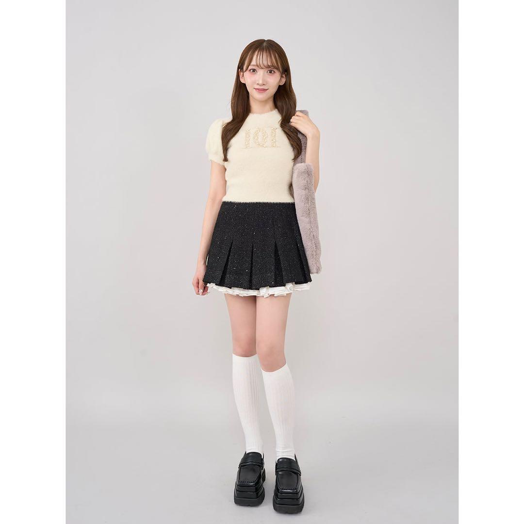 スパンコールツイードミニスカート
