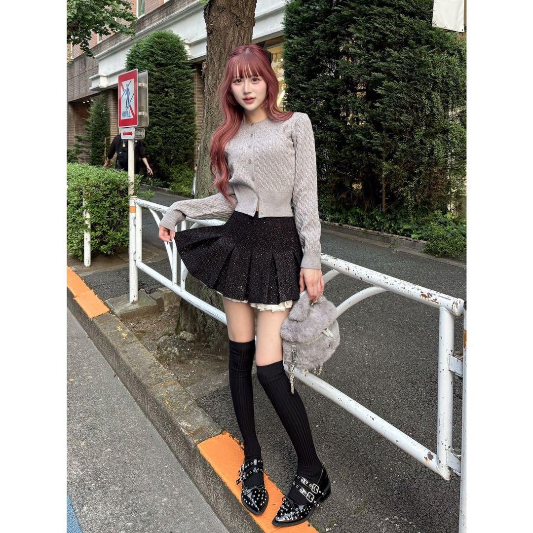 スパンコールツイードミニスカート