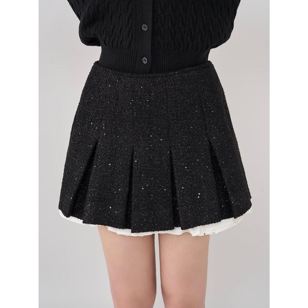 スパンコールツイードミニスカート