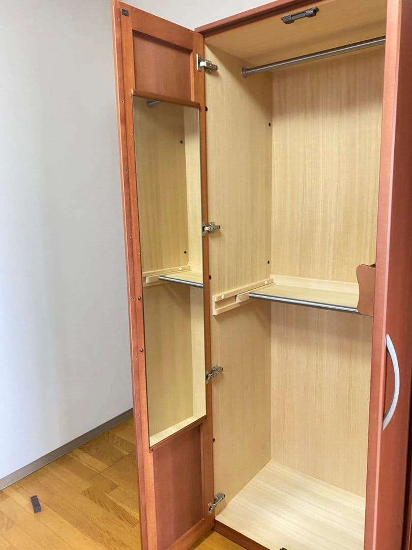 洋服タンス　ミラー付き　天然木　洋タンス　箪笥　二段