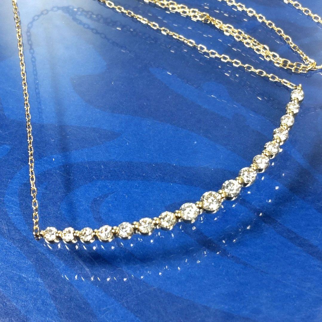 新品同様♡高品質ダイヤ♡k18♡1.00カラット♡大振りラインネックレス